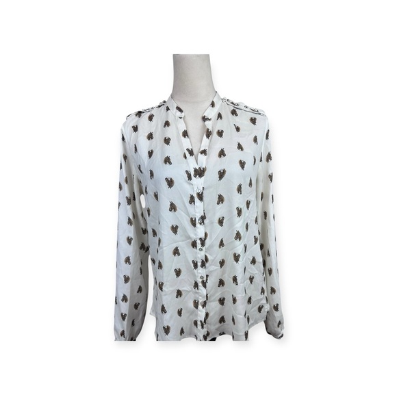 Zara Basic long sleeve top with horse print size large - Picture 1 of 14